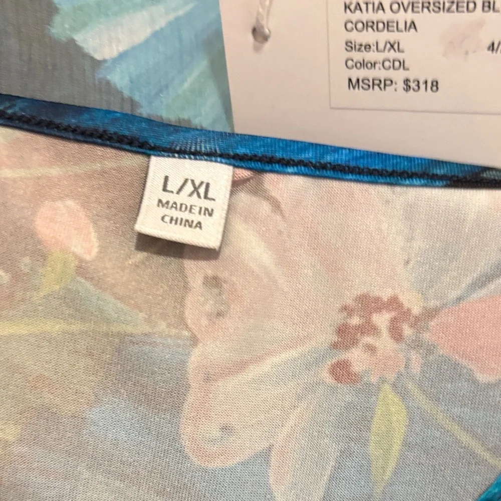 Johnny Was Blue and Pink Floral Sheer Blouse. New. Never worn. - Picture 7 of 9